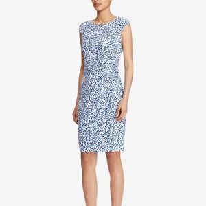 NWT Lauren Ralph Lauren Jersey Dress Blue Polka Dots NWT